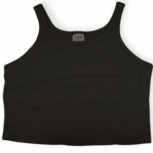 PINK VICTORIA’S SECRET Women’s Black Ribbed Cropped Tank Top Size Large